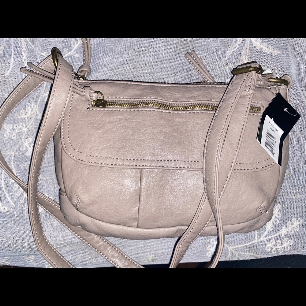 Grey/brown cross body purse